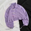 Vestido Millennial Retro Estilo Chinês de Botão Único com Lapela Manga Longa e Barra Solta Camiseta Feminina Dopamine Street Style