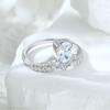 Anillo de plata esterlina S925 para mujer, diseño simple, con forma de gota y circonita en forma de pera, estilo europeo y americano, corona en forma de V.