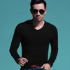 Fornecimento Direto da Fábrica T-shirt de Manga Comprida Masculina para Primavera e Outono Quatro Estações Versão Nacional slim cor gola V T-shirt básica roupa masculina plus size