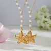 Xinyixinxin Novo Pingente de Estrela-do-Mar em Aço Inoxidável Transfronteiriço Colar de Contas de Cola Artesanal Joias Banhadas a Ouro 18K Joias Femininas