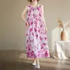 Nuevo vestido largo sin mangas de estilo resort costero con fruncido en la cintura para mujer, talla grande, adelgazante, para mujeres de talla grande, vestido largo con tiras para la playa