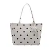 Bolsa de Lona Fofa com Bolinhas 2026 Verão Casual Estilo Coreano Ins Bolsa de Ombro para o Dia a Dia Bolsa Tote de Grande Capacidade