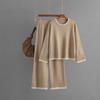 Traje Casual de Punto Exportación Transfronteriza Ropa de Mujer 2025 Otoño e Invierno Nuevo Color en Contraste Manga Larga Cuello Redondo Moda Conjunto de Dos Piezas