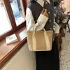 Bolso de Moda Sencillo para Mujer 2024 Nuevo Bolso de Mano de Paja Bolso de Playa Elegante Tejido Bolsa de Viaje para Vacaciones