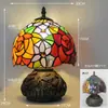Nueva Lámpara de Mesa Tiffany Estilo Retro Americano Sala de Estar Estudio Lámparas Artesanales de Vidrio de Colores Pantalla de Lámpara Lámpara de Mesa Americana
