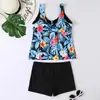 Traje de baño de dos piezas de estilo nuevo europeo y americano Tankini estampado Conservador Adelgazante Sin mangas Amazon Transfronterizo