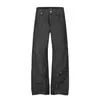 O design deconstruído cleanfit cria jeans patchwork com micro-boca de sino para homens e mulheres, rebite americano, estilo high street, calça comprida de denim cru