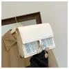 Bolso Cuadros de Color Contrastante para Mujer 2024 Primavera y Verano Nuevo Estilo Cinta de Aspecto Elegante Bolso Cuadrado Pequeño Ins de un Hombro Cruzado