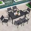 Mesas y Sillas de Madera Plástica para Exterior, Madera Anticorrosiva, Impermeable y Protector Solar, Restaurante Cafetería, Tienda de Té con Leche, Mesa y Sillas de Comedor para Exterior, Ventas Directas de Fábrica
