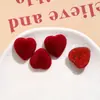 Parche de Resina Rojo con Forma de Corazón Rojo de Felpa para Año Nuevo, Accesorios para Pendientes y Fundas de Teléfono DIY
