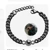 Pulseira de projeção de casal transfronteiriça europeia e americana com texto personalizado, foto, pulseira de aço de titânio para homens e mulheres, presente de aniversário para o dia dos namorados