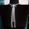 Collar de Lazada Estilo Europeo y Americano Transfronterizo, Accesorio Largo Estilo Lujo Ligero para Pasarela y Escenario, Collar de Cristal