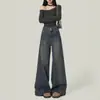 Jeans de Moda Sueltos de Cintura Alta para Invierno que Favorecen la Figura, Controlan el Vientre, Cubren las Caderas, Te Hacen Ver Más Alta y Delgada, y Son de Largo Hasta el Piso