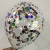 Comercio exterior transfronterizo globo de lentejuelas de 12 pulgadas globo transparente con confeti lentejuelas de papel de aluminio de colores globo de 2.8g venta al por mayor