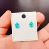 Popular en Xiaohongshu: Pendientes de gota de agua con forma de pera de color Paraíba brillantes para mujer, coloridos, exquisitos, sencillos y de alta gama