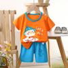 Traje infantil de manga curta 2024 verão algodão puro roupas para meninos e meninas camiseta fina bebê conjunto de duas peças roupas infantis atacado