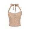 Falda Elegante de Encaje Ruyi con Cola de Pez Vestido de Tirantes Discreto con Cuello Halter Deseo Puro