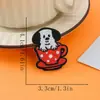 Patch Bordado de Cachorro em Xícara de Chá Desenho Animado, Patch Bordado Fofo, Patch Autoadesivo para Passar a Ferro, Decoração de Fita, Acessórios de Bordado