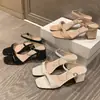 Sandalias de tacón cuadrado con tiras y tacón grueso efecto piel para mujer, adecuadas para ir al trabajo