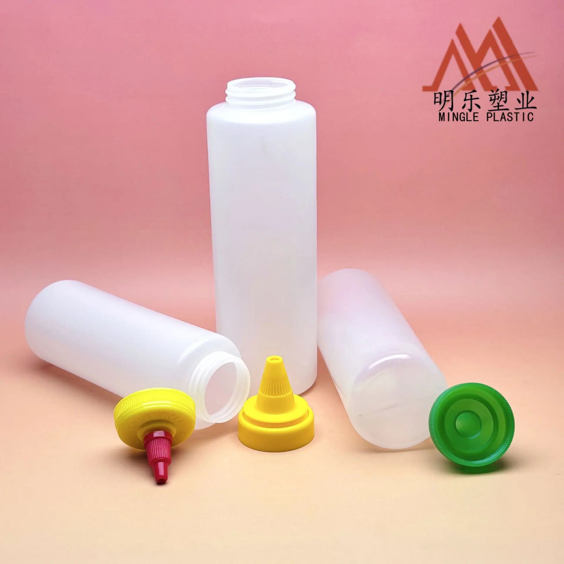 250-300ML+500ml直筒圆广口PE瓶(新黄盖+尖嘴