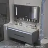 Gabinete de baño con lavabo integrado de piedra chapado en oro de lujo ligero estilo italiano, juego de tocador para baño