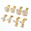 Pendientes de Acero Inoxidable Incrustados con Diamantes Estilo Transfronterizo para Mujer, Modernos y Versátiles, Pendientes de Acero de Titanio con Circonita de Gama Alta Que No Se Desvanecen