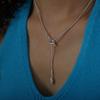 Collar de Moda para Viajero, Sencillo, con Personalidad, Colgante de Nudo de Línea, Diseño Ajustable de Tirón, Cadena de Hueso de Serpiente, Acero Titanio Chapado en Oro