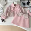 Conjunto de Dos Piezas para Niña Estilo Chanel Primavera y Otoño 2026 Nueva Moda Coreana Chaqueta Socialité y Falda de Cuero