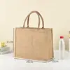 Bolsas de Lino Personalizadas de Gran Capacidad con Diseños Impresos, Bolsas de Yute de Alta Gama para Regalo, Bolsas Tote DIY en Stock