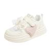 Sapatos brancos pequenos para meninas 2025 primavera e outono novos tênis infantis meninas sola macia sapatos de plataforma malha respirável sapatos casuais maré