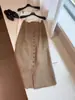 Coisas Super Legais, Absolutamente Incríveis! Saia Khaki de Linho de Botão Único para Mulheres, Saia Evasê Justa de Cintura Alta para o Verão com Fenda
