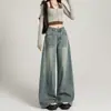 Jeans Vintage Lavados de Pierna Ancha para Mujer, Nuevo Estilo Verano 2026, Tiro Alto, Color Claro, Holgados, Caídos, Casuales, Pantalones de Longitud Completa