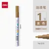 Plumón de Pintura Deli S558 en Dorado, Plateado y Negro, Marcador para Reparación de Llantas, Firmar, Reuniones, Vidrio, Punta Gruesa de 2.0 mm, Reparación de Pintura