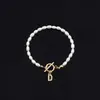 2025 Moda Nueva Transfronteriza Pulsera de Letras Inglesas Cobre Incrustado Circonita Oval Perla de Imitación Pulsera de Perlas al por Mayor