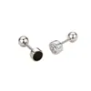 Pendientes de Tuerca con Cierre de Rosca Serie Negra para Mujer, Pequeños Tachuelas Dobles, No Necesitan Quitarse para Dormir, Pendientes Pequeños Sencillos de Moda, Joyería para Orejas
