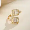 Celebridad de Internet ins Coreano Dongdaemun Anillo Abierto Geométrico de Zircón para Mujer Diseño Simple Estilo Frío Sentido del Diseño Joyería de Celebridad