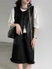 Saia Média Lu Xi Estilo Coreano Cintura Elástica Patchwork Renda na Barra Feminina 26 Outono Emagrecimento Para Ir ao Trabalho Linha A Média 10071
