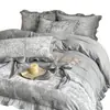 Brocado de Nube Francés Terciopelo de Leche Juego de Cuatro Piezas Ropa de Cama Estilo Princesa Funda Nórdica con Lazo Sábana Invierno Engrosado Franela