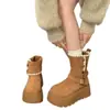 Bestseller al por mayor 2026 Otoño/Invierno Botines con Plataforma Estilo Francés Nuevos Versátiles Botas Martin de Suela Gruesa Botas de Nieve que Aumentan la Altura
