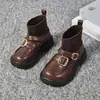 Botas Meia Elástica Infantil 2025 Outono Nova Moda Coreana Meninas Botas de Couro Princesa Meninas Confortáveis Botas Curtas de Cano Médio
