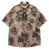 Camisa Floral Vintage de Manga Corta de Diseño de Nicho para Hombres y Mujeres, Camisa Casual de Verano Holgada Retro para Pareja para Hombres