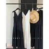 Venta de Liquidación~ Liquidación de Tienda Boutique Exportación Vestido de Tirantes sin Mangas de Lino con Doble Escote en V Vestido Largo para Mujer
