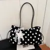 Bolsa Tote de Bolinhas Grande Capacidade Bolsa de Ombro Retro Grande Capacidade Estilo Preguiçoso Bolsa de Axila para Comute de Estudante