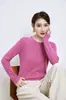 Capa Base Tejida de Lana Merino Pulóver de Color Sólido Top de Cuello Redondo Otoño e Invierno Suéter Interior Cálido para Mujer Lana Fina