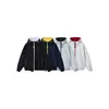 Moletom com zíper bicolor para homens, marca moderna nova primavera/outono 2026, jaqueta com capuz versátil esportiva casual solta