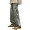 Pantalones Vaqueros de Estrella de Cinco Puntas para Hombre Otoño e Invierno Estilo Americano High Street Marca de Tendencia Pantalones Estudiantes de Secundaria Tubo Recto Holgados Pierna Ancha