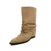 Botines de moda para mujer, sueltos, plisados, colección otoño/invierno 2026, con plataforma interior, punta cuadrada, tacón alto, botas de moda hasta la pantorrilla