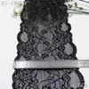 Ribete de Encaje Elástico Floral Cortado a Través Negro y Blanco Tanglong 18cm Accesorios de Ropa Lencería Materiales Hechos a Mano para DIY