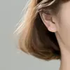 Brincos de Prata S925 Nalan para Mulheres, Estilo Coreano, Estilo Simples, Brincos Triangulares Vazados Micro-Incustados, Brincos Coração de Menina E6443