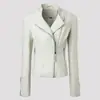 Chaqueta de cuero PU estilo europeo y americano con múltiples cremalleras y ajuste a la cintura, mangas largas acolchadas, chaqueta de motociclista adelgazante LeatherMoto